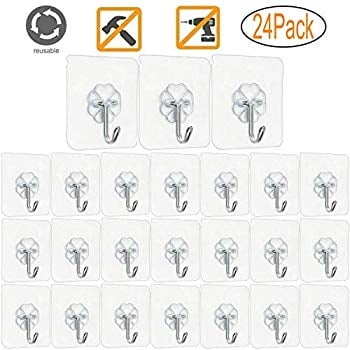 Max Transparent Reusable Heavy Duty 24 pack Adhesive Wall Hooks Hangers 22lb Max Transparent Reusable Heavy Duty 24 pack Adhesive Wall Hooks Hangers 22lb